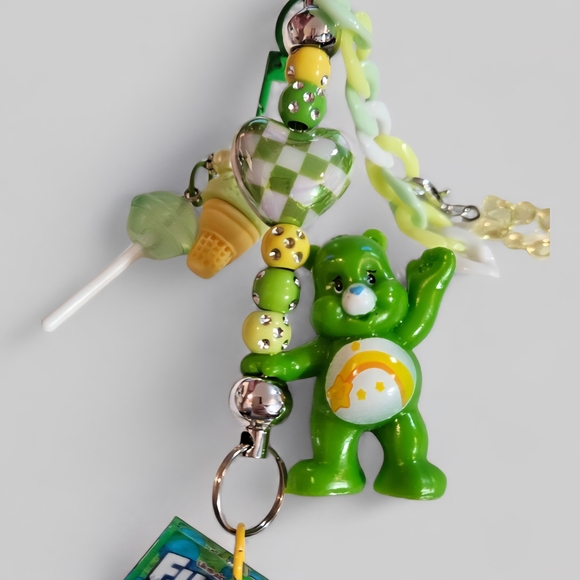 Uniquely Amazing Shades of Green Bag /Purse Charm or Keychain!  One-of-a-Kind - Picture 1 of 17